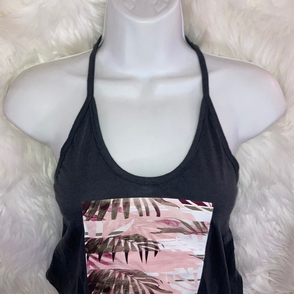 GYMSHARK Gray Palm Leaf Twisted Back Racerback Tank Top S - Picture 14 of 16